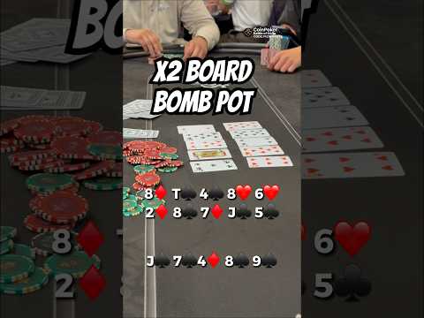 Double board 5 card bomb POT